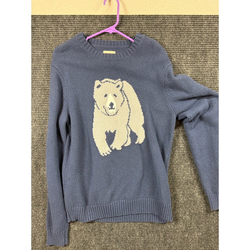 Levis Mens Navy Blue Grizzly Bear Graphic Knit Crewneck Sweater Large 13953-0000